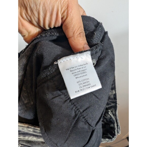 Eileen Fisher Womens Acid Wash Velvet Skinny Ankle Pants Sz 8 Goth Grunge Witchy - Picture 7 of 9